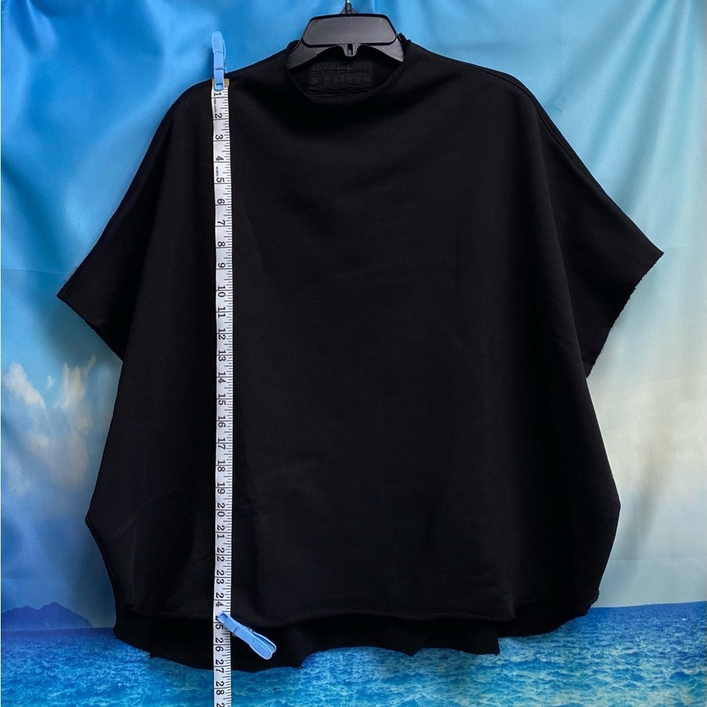 Frank & Eileen Audrey Funnel Neck Cotton Capelet Sweatshirt Size: OS Black - Picture 15 of 16